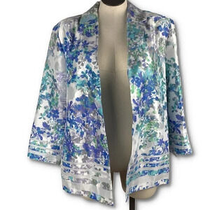 Alison Daley blazer size 18 multicolored floral watercolor bright pastel Easter